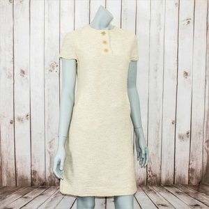 TORY BURCH Metallic Gold Tweed Sheath Dress